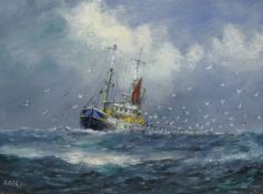 Jack Rigg (British 1927-): 'Fishing for Herring', oil on board signed and dated 2008,