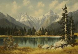 Meyer Muenchen (20th century): 'Garmisch-Partenkirchen' - Alpine Landscape, oil on canvas signed,