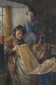 Ralph Todd (Newlyn School 1856-1932): Inspecting the Needlework,