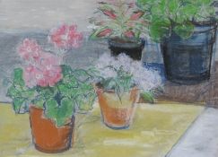 Pat Faust (British 1924-): 'Potted Plants',