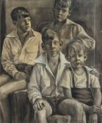 Virio Bresciani (Italian 1925-2000): Family of Boys, watercolour signed and dated 1951,