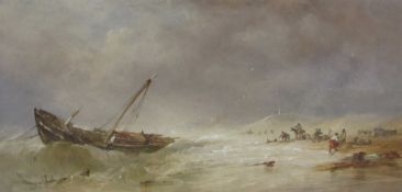 Alfred Herbert (British 1820-1861): Salvaging a Shipwreck on the Beach,