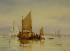 George Chambers Jnr (British fl.1848-1862): Hay Barges in the Thames Estuary