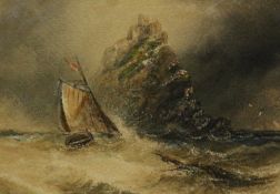 Joseph Newington Carter (British 1835-1871): 'Mont Orgueil Castle Jersey', watercolour unsigned,