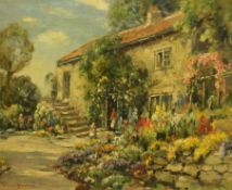 Owen Bowen (Staithes Group 1873-1967): 'In a Cheshire Valley' - Cottage and Garden,