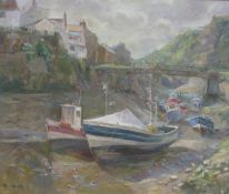 Michelle Saunders (British 1963-): 'Staithes Beck', oil on canvas signed,