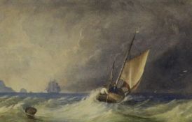 English School (Mid 19th century): Coastal Scene with Storm Brewing,