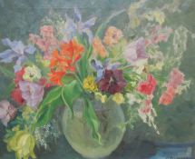 Helene Polovtsoff (Russian mid 20th century): Still Life Spring Flowers in a Vase,