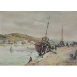George Goodall (British exh.1926): Low Tide in the Upper Harbour and River Esk Whitby