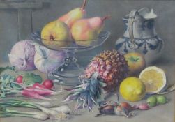 Bernard O Stocks (British fl.1881-1890): Still Life of Fruit and Vegetables