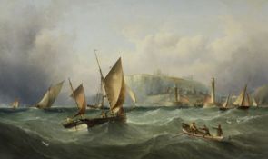 Henry Redmore (British 1820-1887): 'Shipping off Whitby', oil on canvas signed and dated 1874,