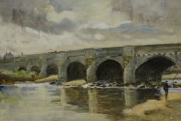 Henry Readman (British 19th/20th century): Ripon Cathedral and the North Bridge over the River Ure,