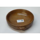 'Mouseman' tooled oak nut bowl,