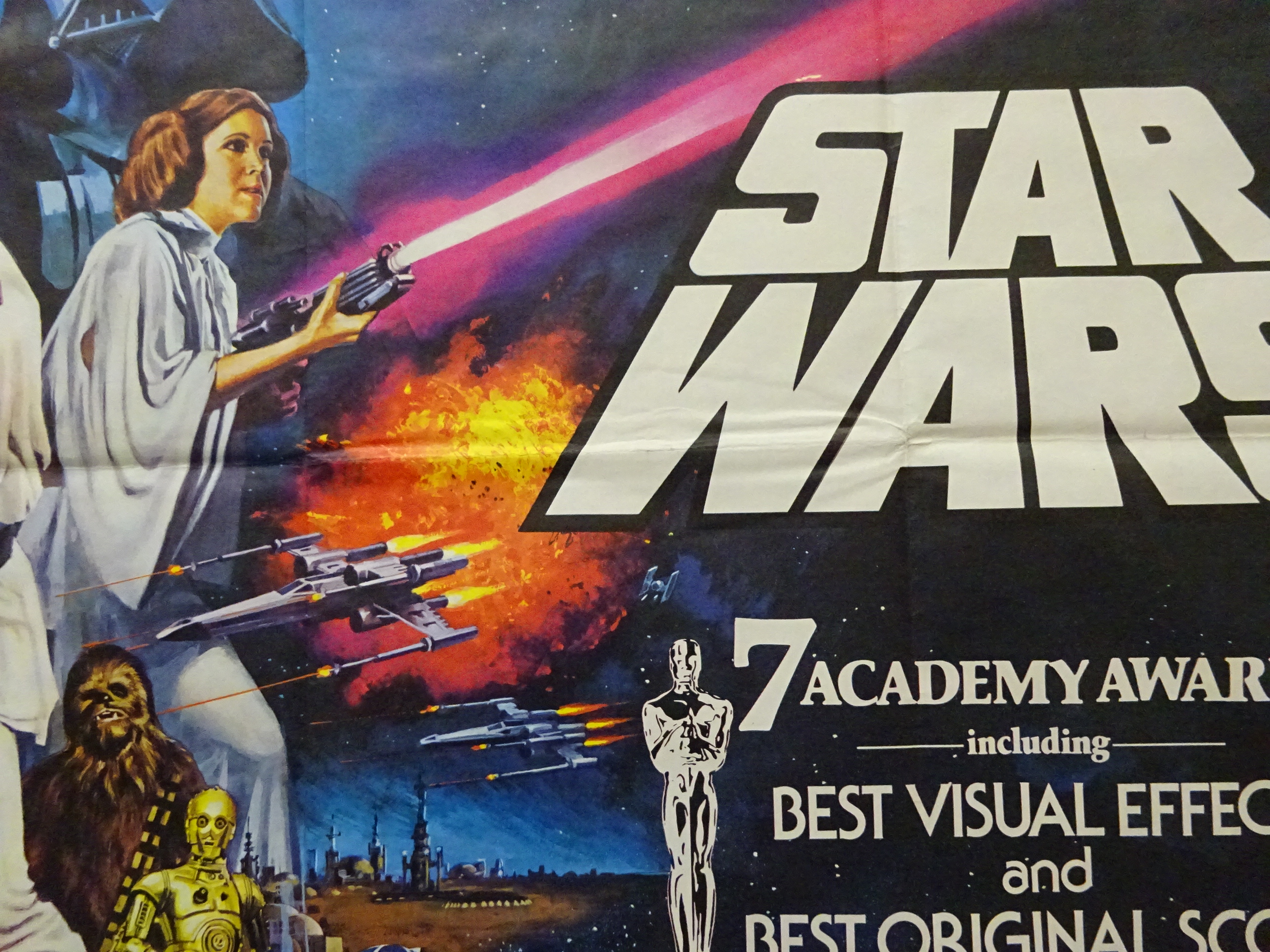 'Star Wars' (1977) original British Quad film poster with art work by Tom Chantrell, - Bild 4 aus 9