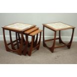 G-plan 'Astro' teak tile top nest of three tables and matching lamp table Condition