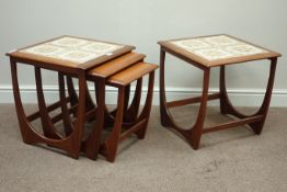 G-plan 'Astro' teak tile top nest of three tables and matching lamp table Condition