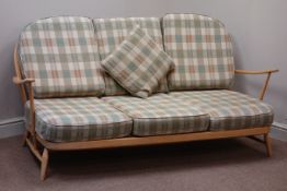 Ercol 'Windsor' light wood finish four piece lounge suite - three seat bergère sofa (W175cm),