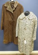 Sheepskin three quarter length coat and Faux Leopard print coat (2) - Vintage Clothing