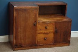 Early 20th century 'Heal's of London' oak office cabinet, two cupboards and drawers, W107cm, H77cm,