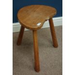 'Mouseman' oak three legged stool, dished seat, by Robert Thompson of Kilburn,