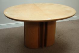 Skovby of Denmark - circular light oak extending dining table on oval pedestal,