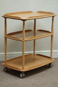 Ercol 'Windsor' light finish three tier trolley, 72cm x 46cm,