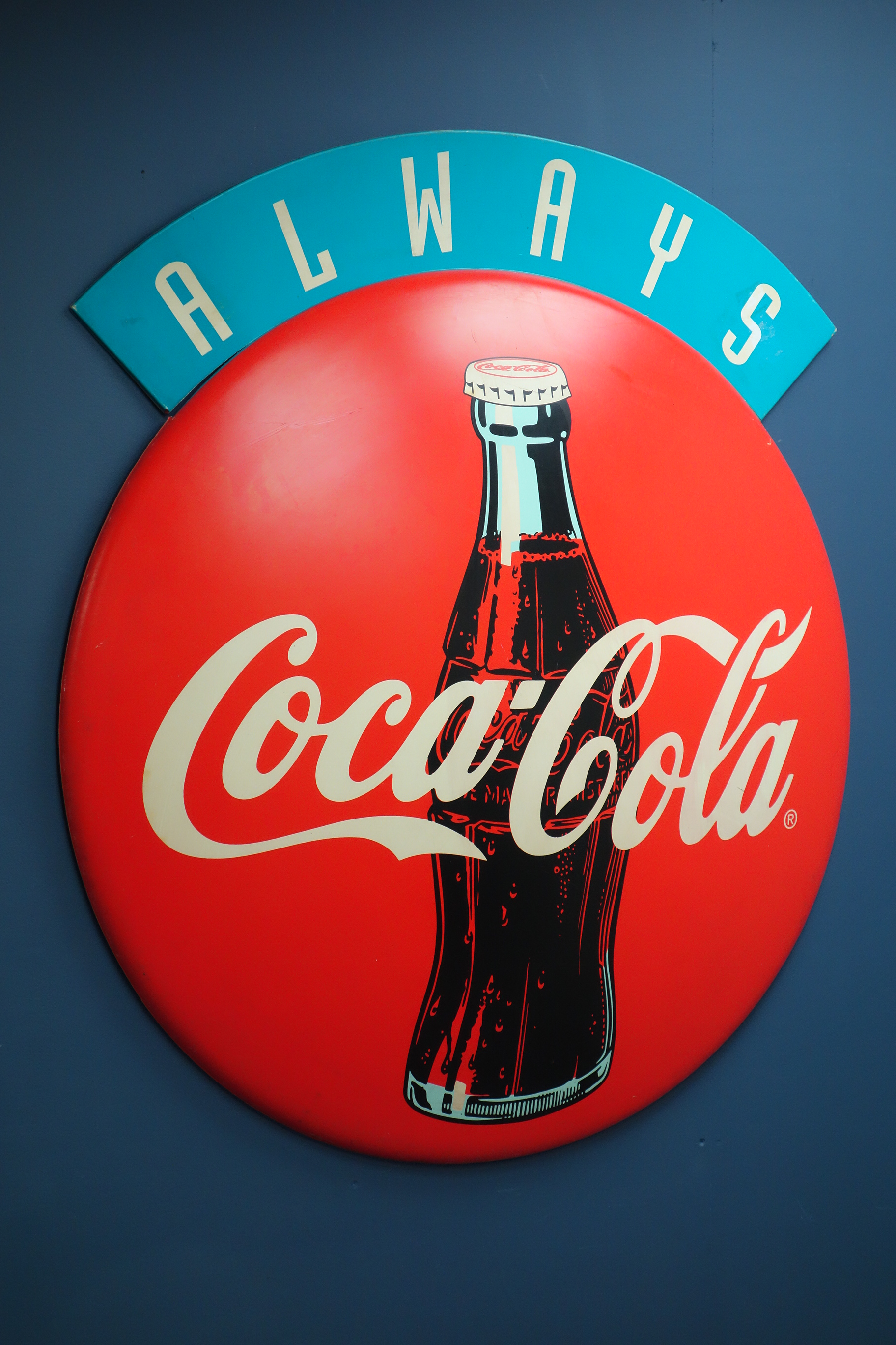 1990s 'Always Coca Cola' plastic circular advertising sign,