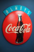 1990s 'Always Coca Cola' plastic circular advertising sign,