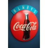 1990s 'Always Coca Cola' plastic circular advertising sign,