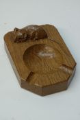 'Mouseman' oak ashtray,