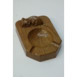 'Mouseman' oak ashtray,