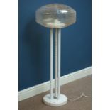 1960s floor standing lamp, vintage retro blown glass shade, raised on triple pillar,