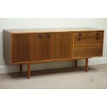 Morris of Glasgow vintage retro rosewood sideboard, double cupboard, drawer and fall front cupboard,