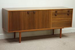 Morris of Glasgow vintage retro rosewood sideboard, double cupboard, drawer and fall front cupboard,