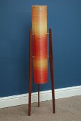 1960s floor standing 'Rocket Lamp', three tapering teak legs, with two tone fibreglass shade,