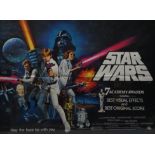 'Star Wars' (1977) original British Quad film poster with art work by Tom Chantrell,