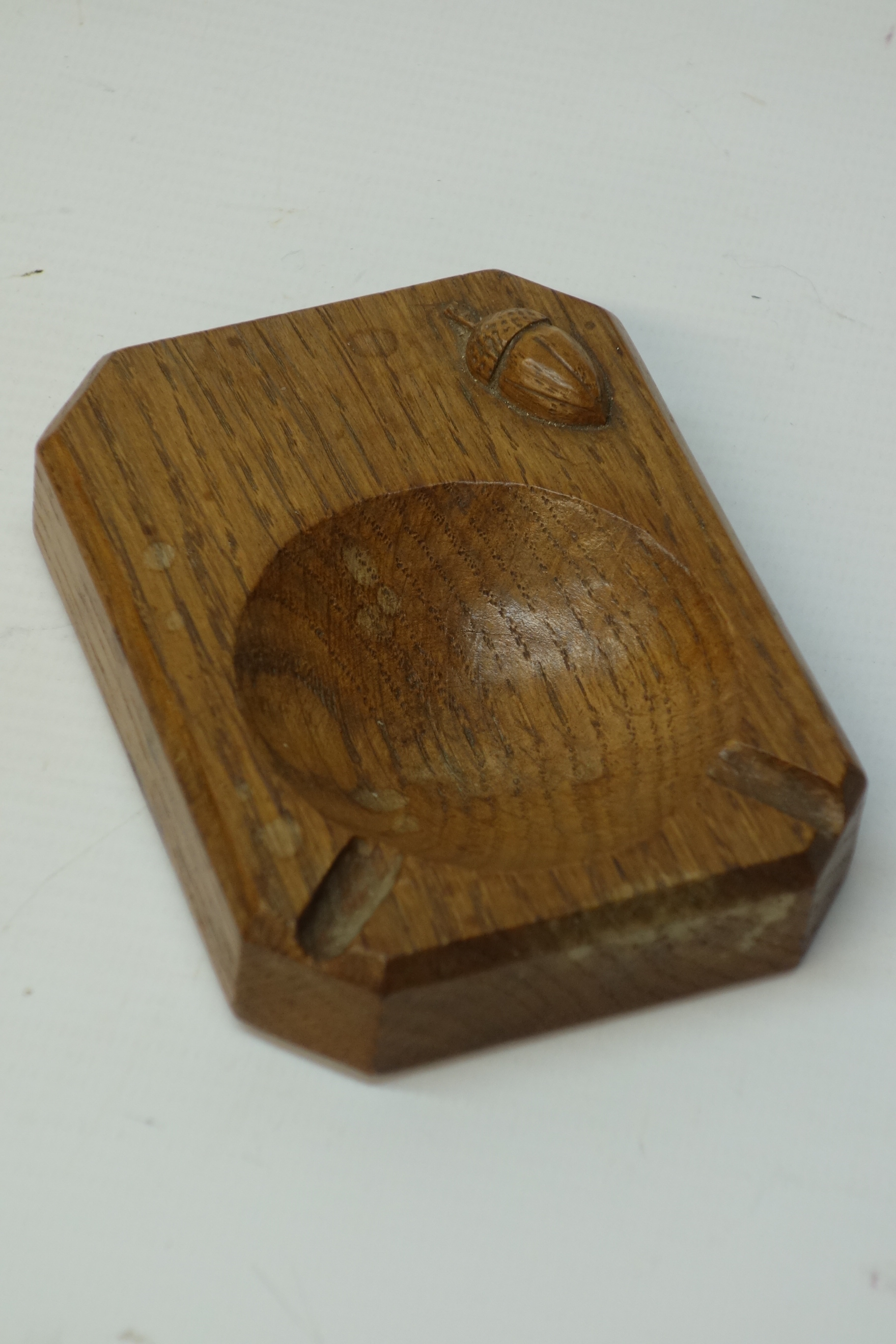 'Acornman' oak ashtray,