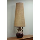 West German studio pottery lava lamp base with tall shade,