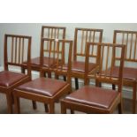 'Acornman' oak set six rail back dining chairs, upholstered drop in seats,
