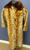 Beaver lamb dyed leopard print three quarter length coat,