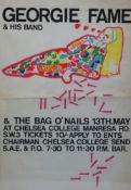 'Georgie Fame & his band' original concert poster at Chelsea college 1967, art work by Vic Mason,