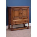 Ercol 'Mural' golden dawn finish elm two door cupboard with drawer, W80cm, H88cm,