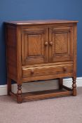 Ercol 'Mural' golden dawn finish elm two door cupboard with drawer, W80cm, H88cm,