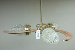 1960s pineapple and banana three branch ceiling light fitting,