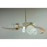 1960s pineapple and banana three branch ceiling light fitting,