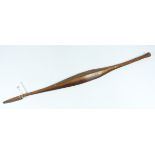 19th century Australian Aboriginal hardwood spear thrower, raised top carved with notches,