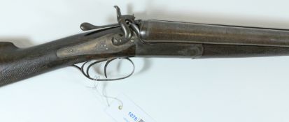 Late 19th century Scottish 10 bore side by side double barrel hammer sporting gun by John Dickson