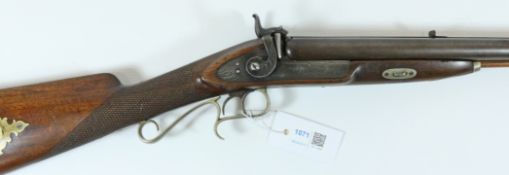 19th century Kentucky combination percussion double barrel 16 bore/.40cal rifle, 72.5cm (28.