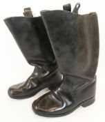 Pair black leather Naval Boots,