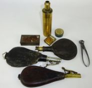 19th century Bartram & Co Nimrod cylindrical brass powder flask,